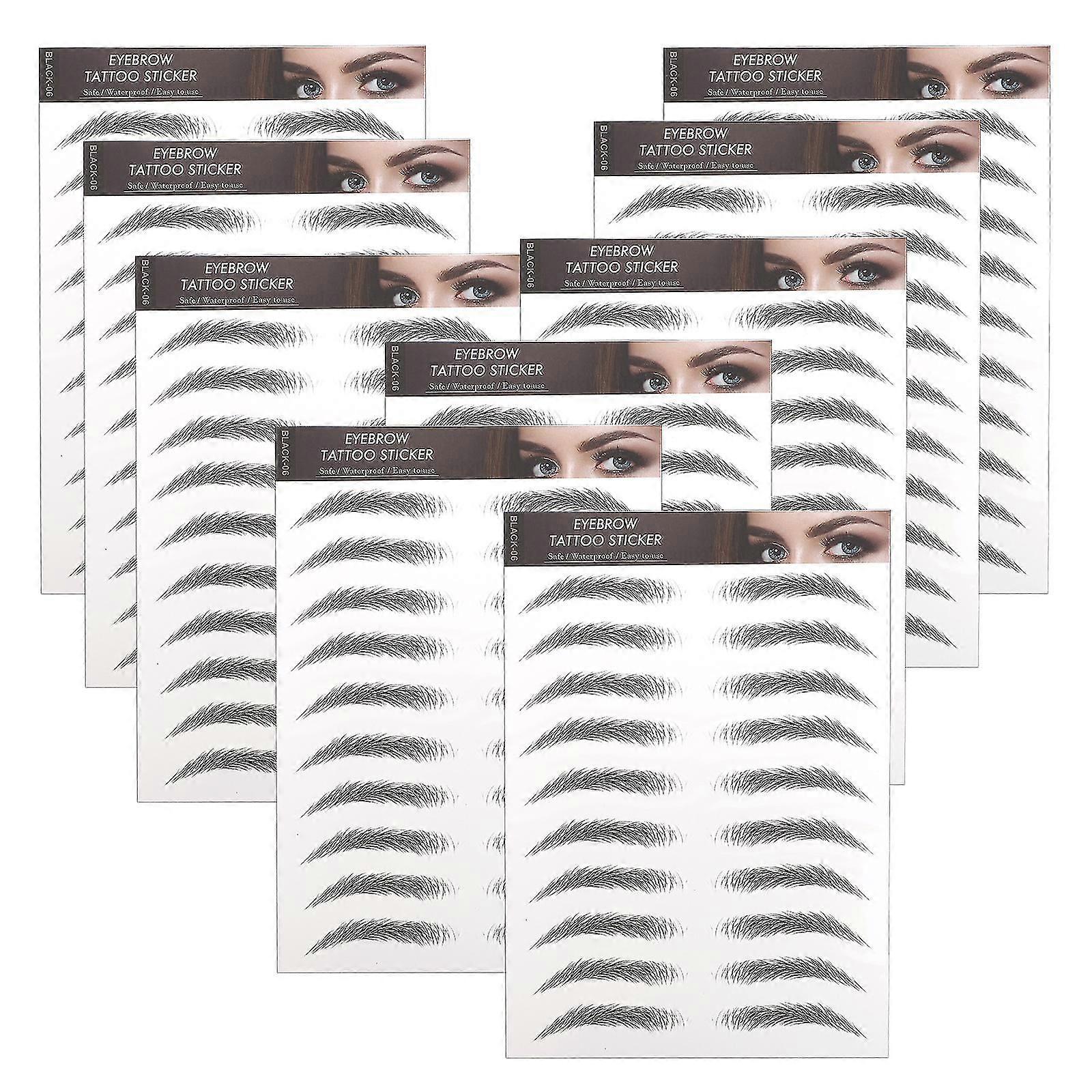 10pcs waterdichte nep wenkbrauwen creatieve wenkbrauwstickers voor vrouwen zwart