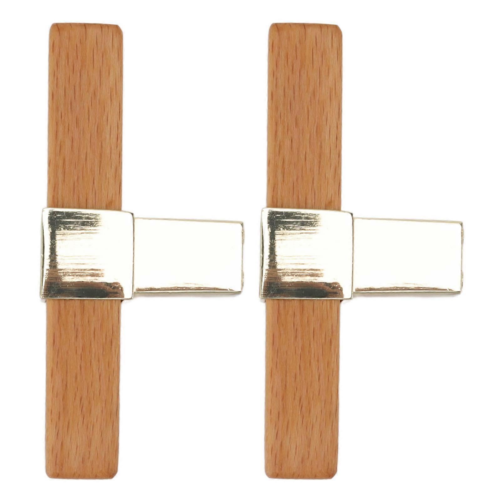 2 Pcs Wooden Cabinet Pulls Single Hole Door Pull Handle Knobs For Kitchen Drawer Cupboard Closet Golden 