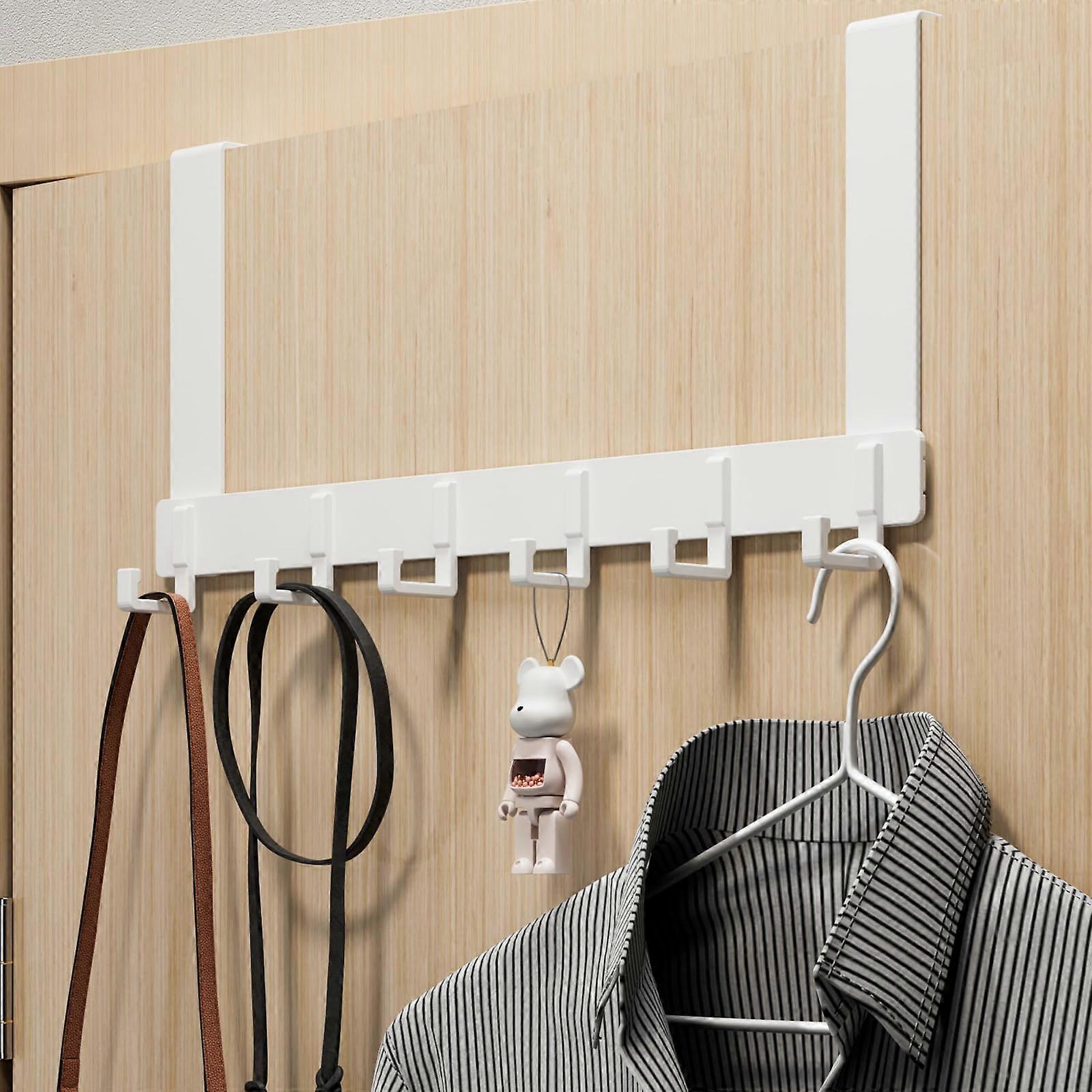 Solid Door Strap Towel Rack with 6 Hooks, Heavy-Duty Door Shelf for Towels and Accessories, Easy to Install