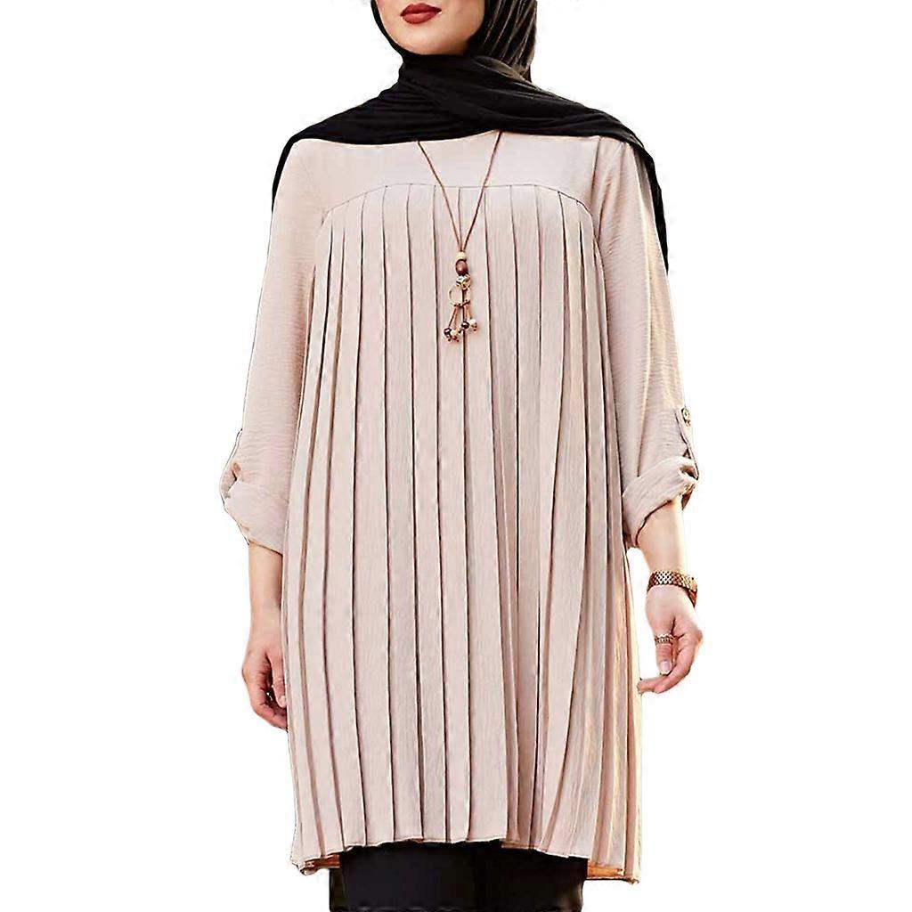 Muslim Style Womens Long Sleeves Loose Shirts Summer Casual Dressy Blouse  Tops for Fashion Women Solid Color Comfortable Beige L | Fruugo FI