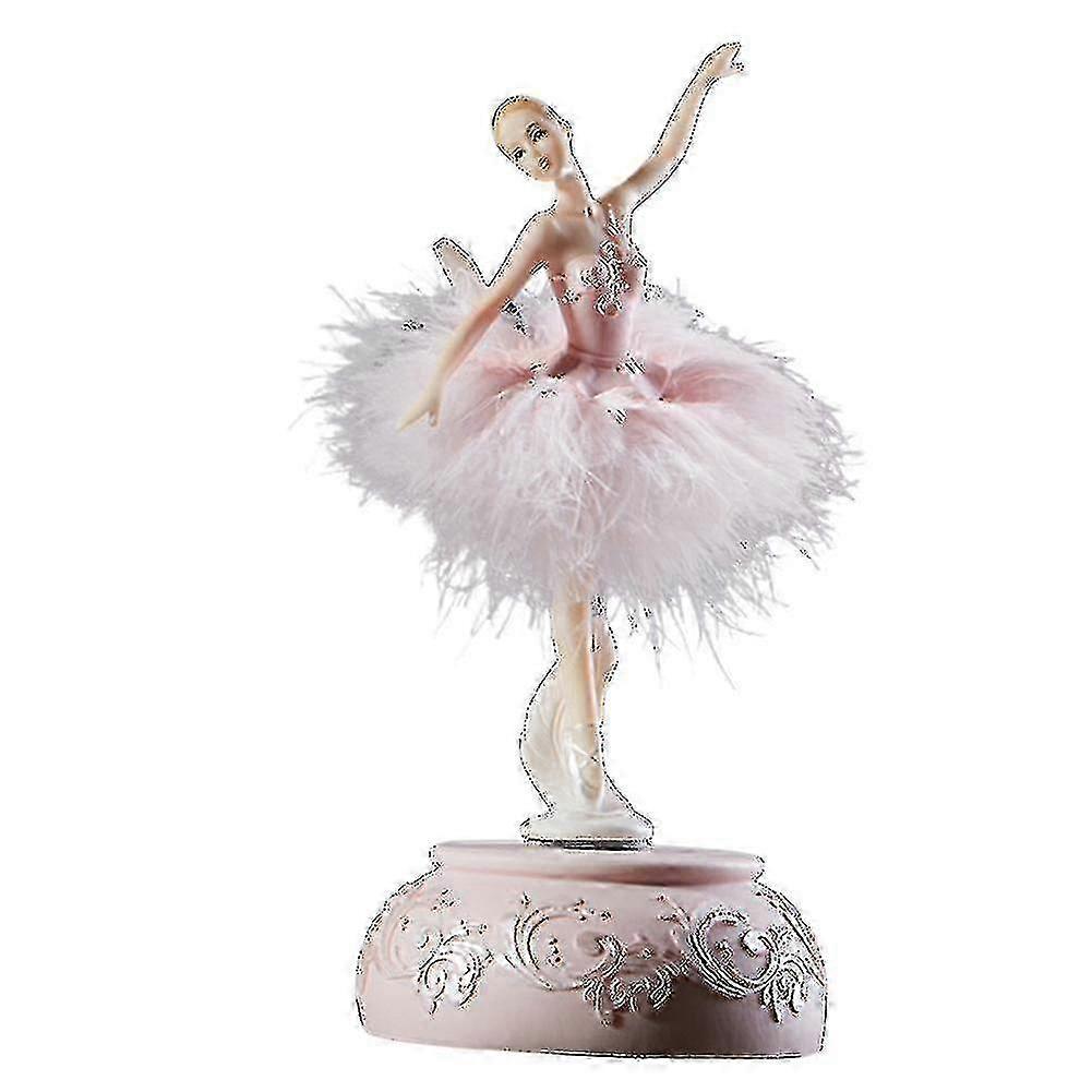Classic Ballerina Music Box - Swan Lake Theme with Feather Carousel