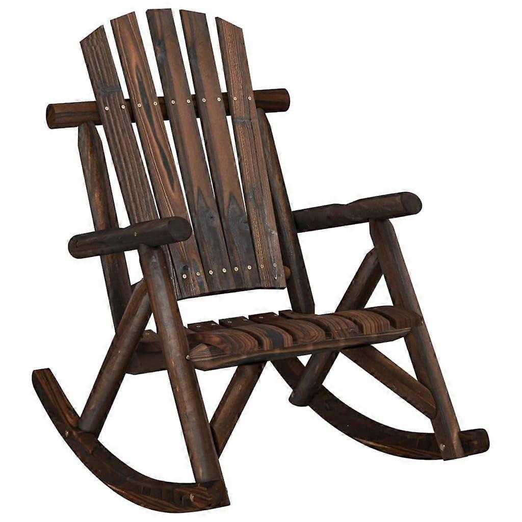 Outdoor Patio Rocking Chair, Rustic Solid Wood Spruce, 27.2"x37.8"x39.8", Comfortable Durable Garden Seating, Dark Brown Finish