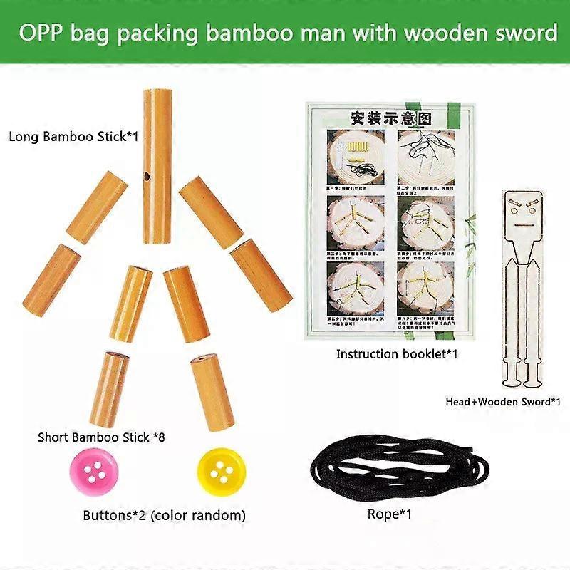 DIY Small Bamboo Man Two Player Battle Fun Interactive Party Games Educational Toy Desktop Thread Puppet Games Competition