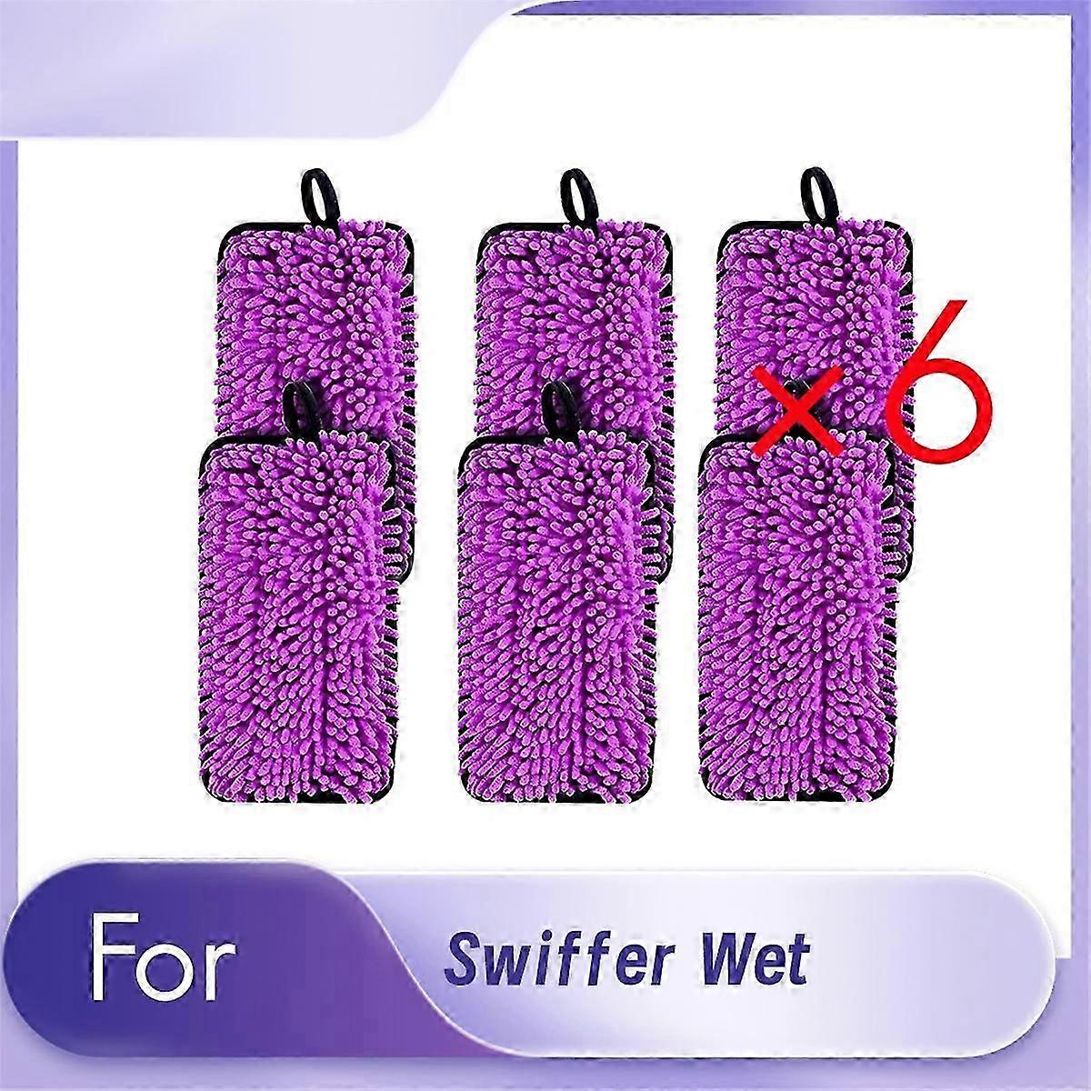 6 Pack Reusable Mop Replacement Pads for Swiffer Wet Jet Spray Mop