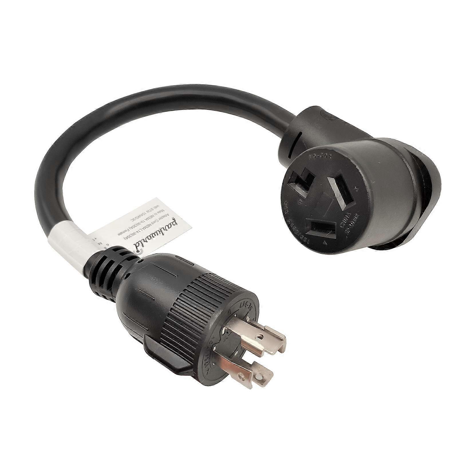 886139 Generator Adapter Cord Locking 4 Prong Male NEMA L1430P to 1030R Dryer 3Prong Receptacle (1.5FT)