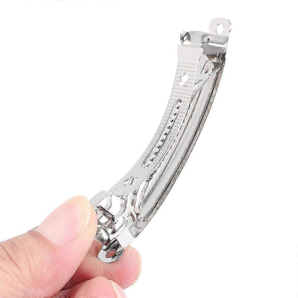 50 Pcs 80 מ"מ מתכת קליפסים צרפתיים קשתות שיער בארטטס - כסף