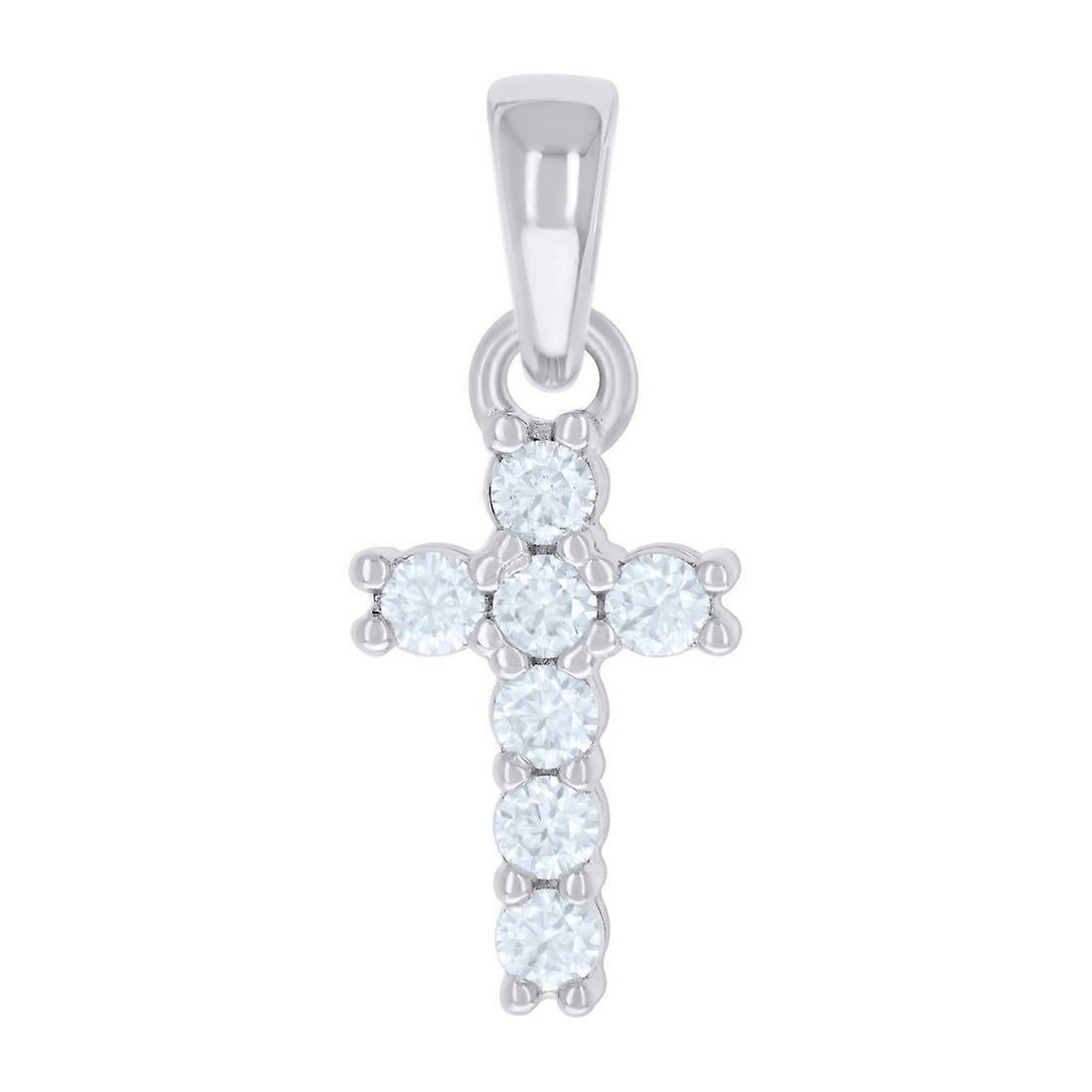 925 Sterling Silver Mens Cubic Zirconia Cross Religious Charm Pendant 21x8.8mm Wide Necklace for Men