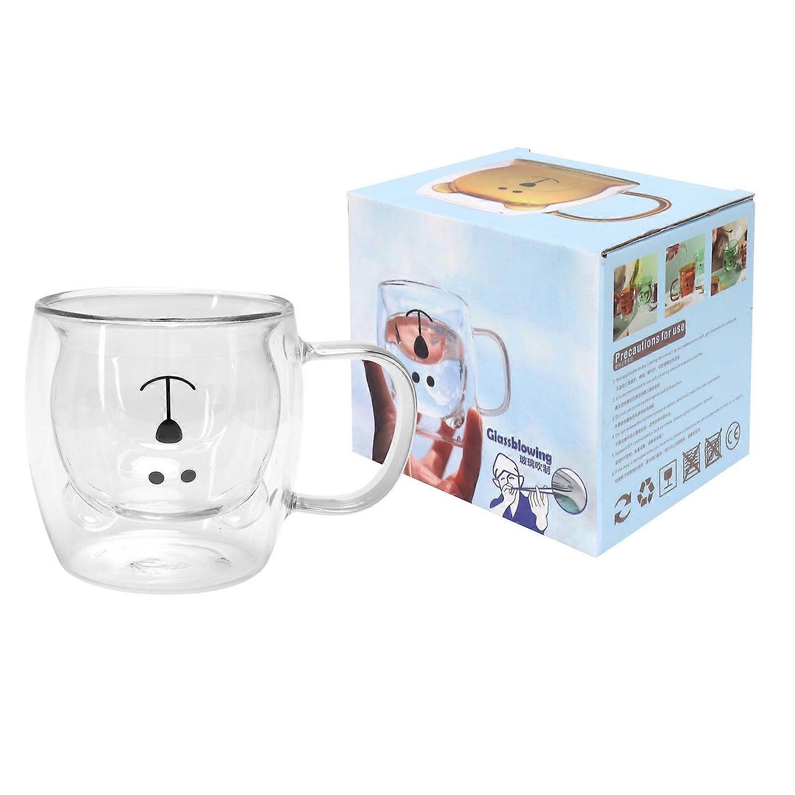 250ml Ours En Forme Verre Tasse Double Paroi Eau Thé Café Lait Mug avec Poignée pour La Maison