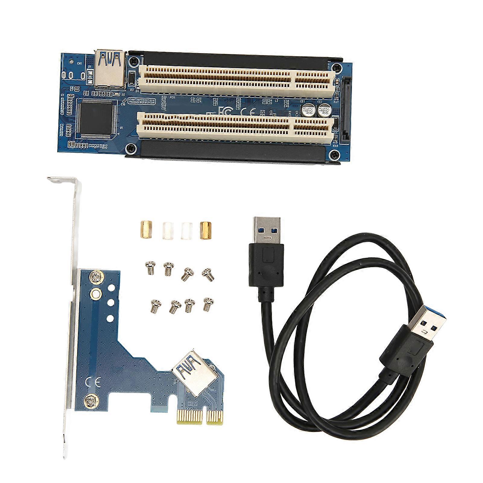 Express X1 to Dual PCI 6Gbps Plug and Play Wide Applicability PCIE Riser Card with Blue LED for Windows