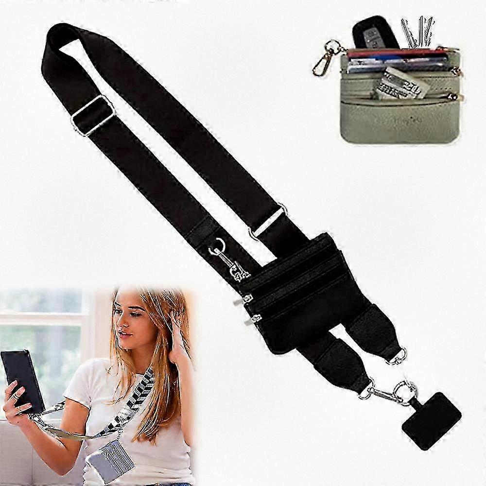 Phone Strap With Zippered Pouch, Clip And Go Strap For Phone With Wallet Crossbody, Suitable For Women Portable Phone Lanyard Crossbody