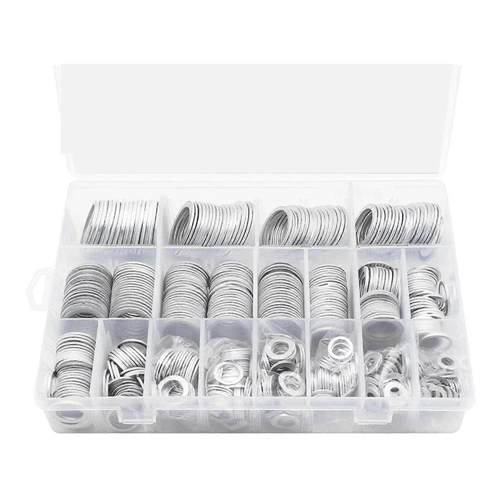 540Pcs Aluminum Flat Washers Round Washers Round Stamping Plug Round Plug with Center Hole Assortment Box