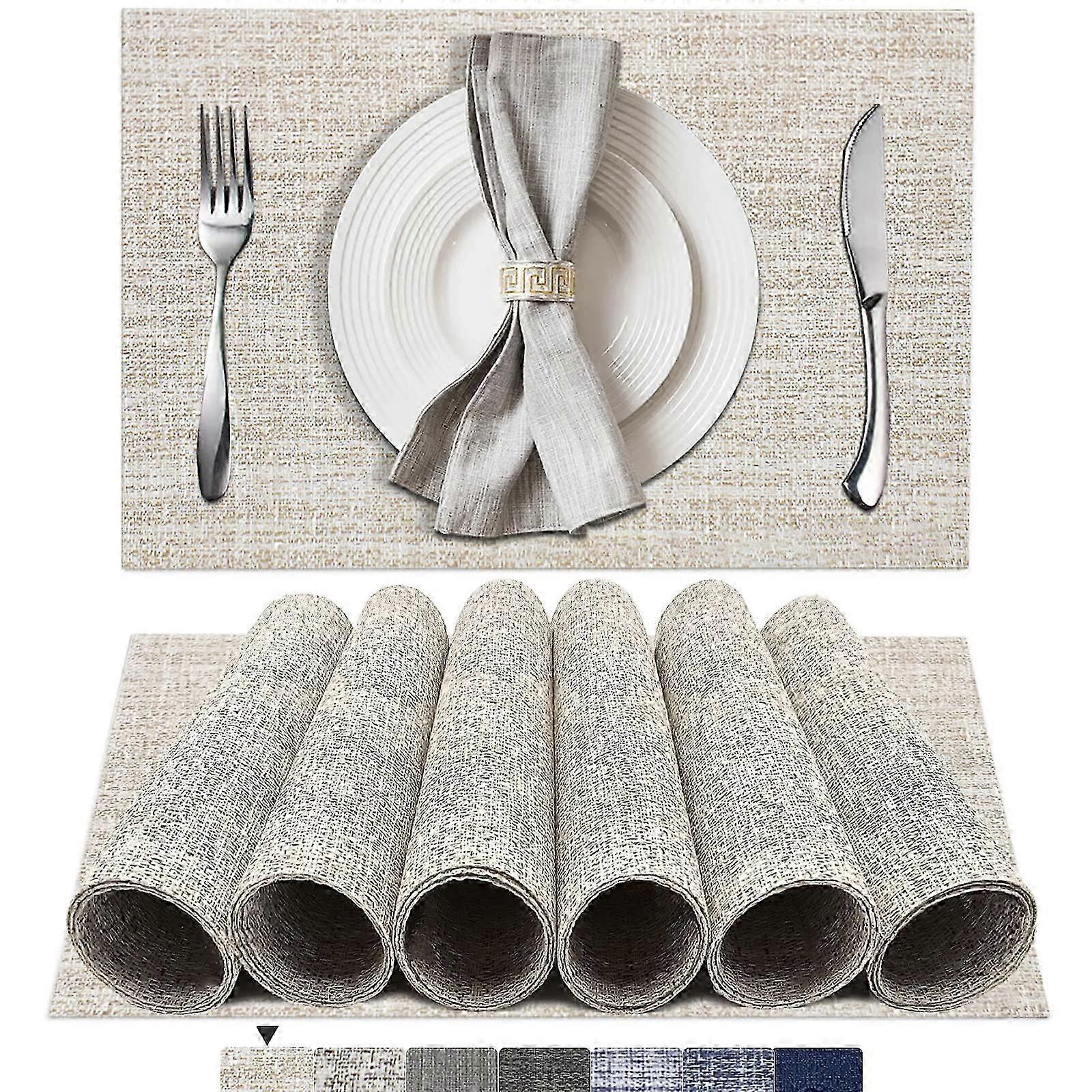 7-Piece Woven Placemat Set, Washable & Durable Table Mats