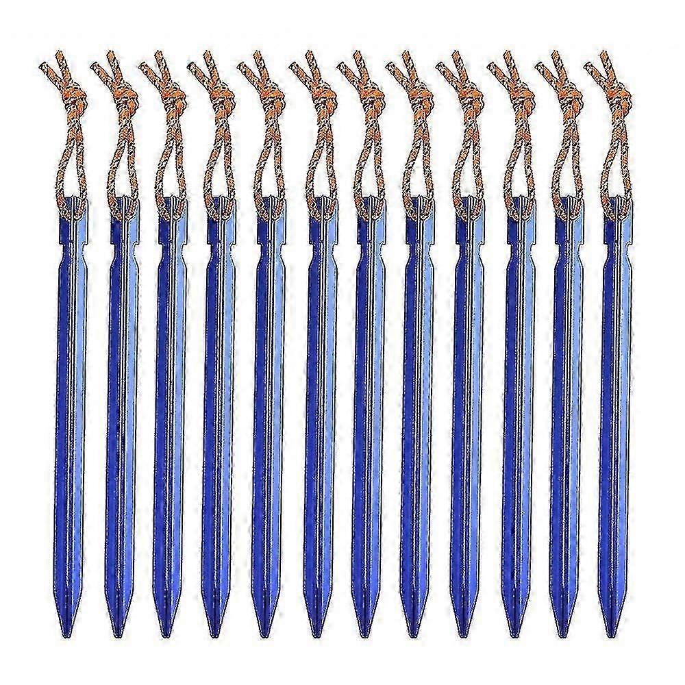 12 Pack Tent Stakes-outdoor Tent Sky Curtain Ground Nail Aluminum Alloy Camping Camping Three-edged Bold Tent Nail With Rope 18cm