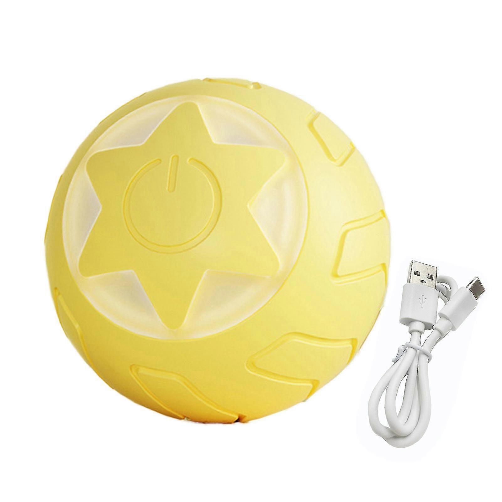 360° Dönebilen USB Şarjlı LED Kedi Oyuncak Topu - Sarı