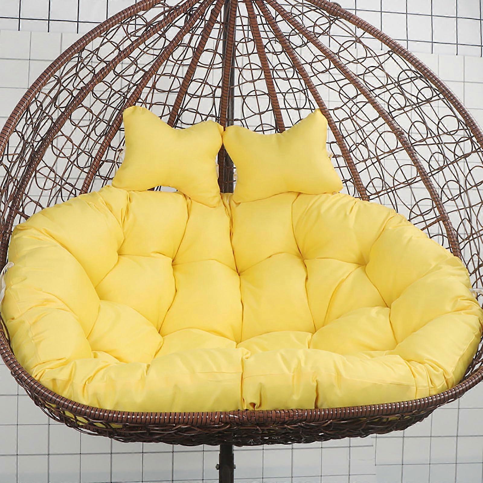 double swing chair cushion, replacement cushion for hanging basket, for 2seater, thick and waterrepellent, yellow Ref: 5796
