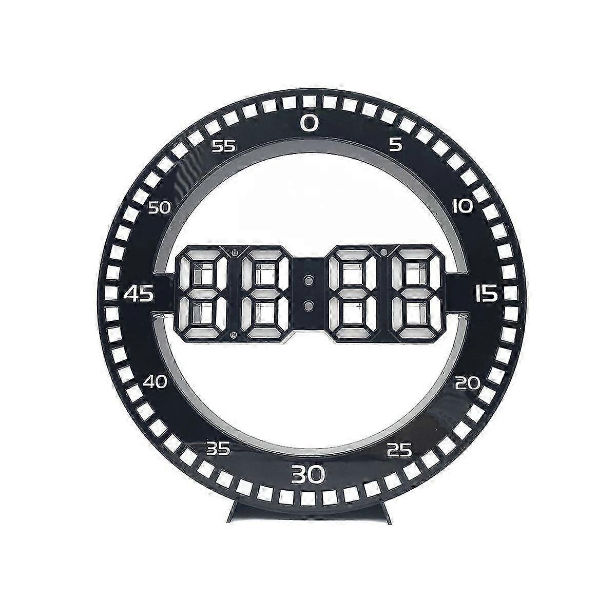 Väggklocka för vardagsrum 3D LED bärbar väggklocka elektronisk klocka bärbar skärm med hoppande sek