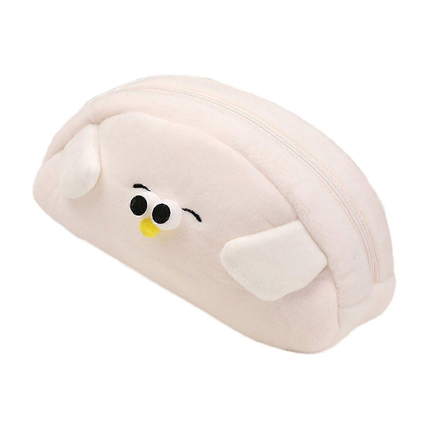 Plush Pencil Case Large Capacity Multi-Purpose Zipper Pencil Case Suitable For Binders, Suitable For School Supplies Storage, White