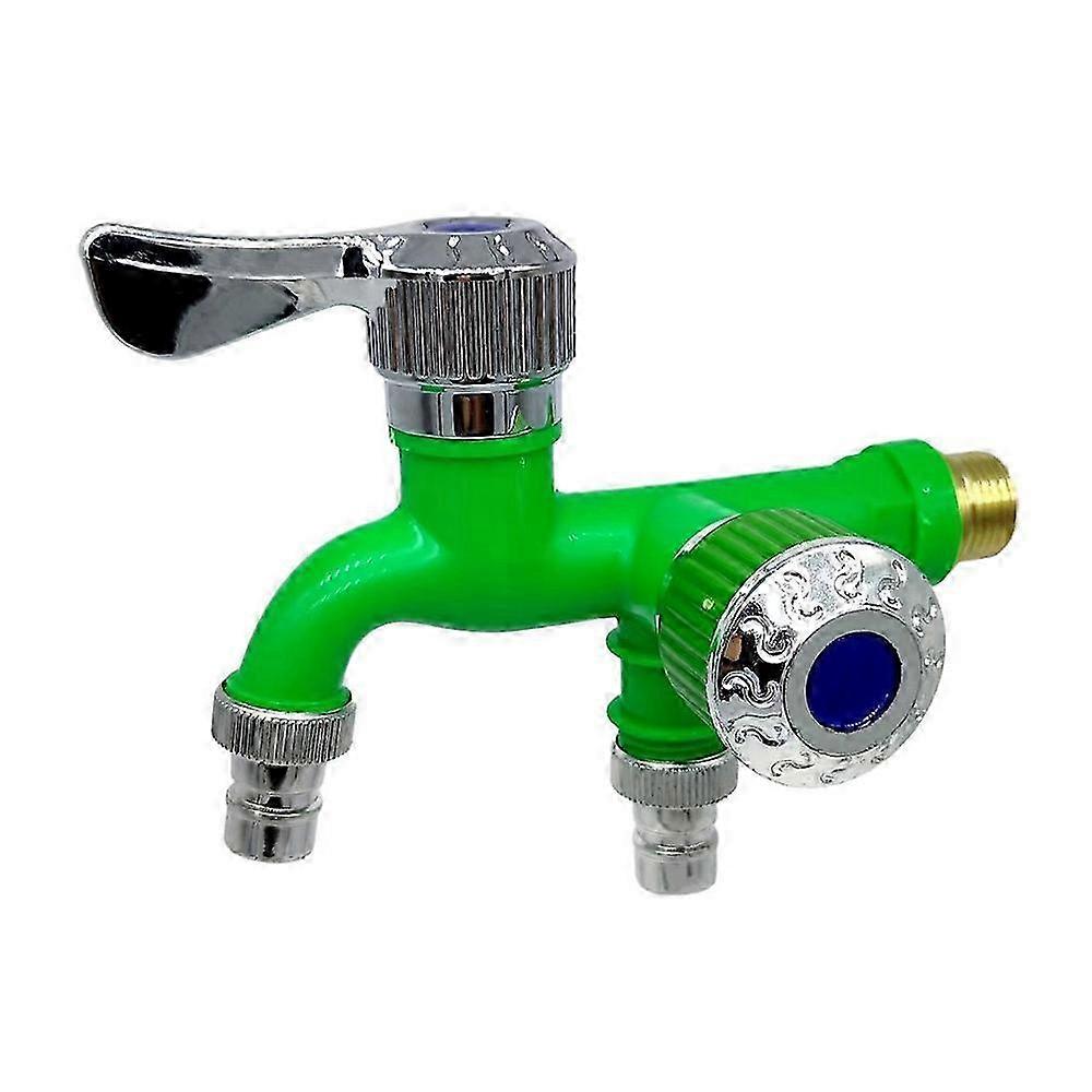 Robinet à double commande avec double sortie connecteur universel pour lavabo salle de bain jardin vert
