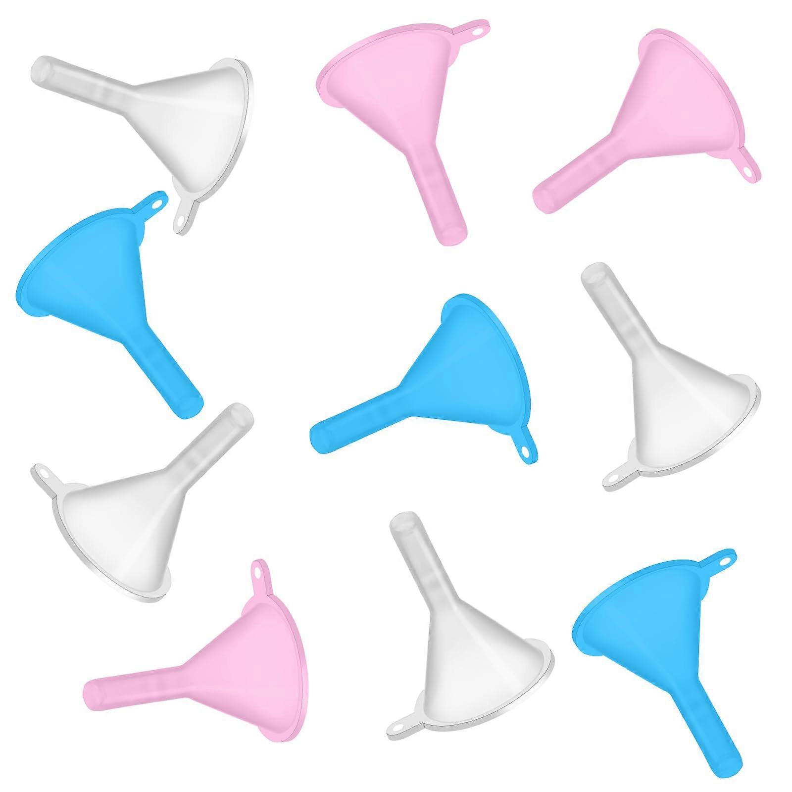 Small Plastic Funnel Set of 10 Mini Pourers for Bottles, Jars, Perfumes, Essential Oils, and Powders