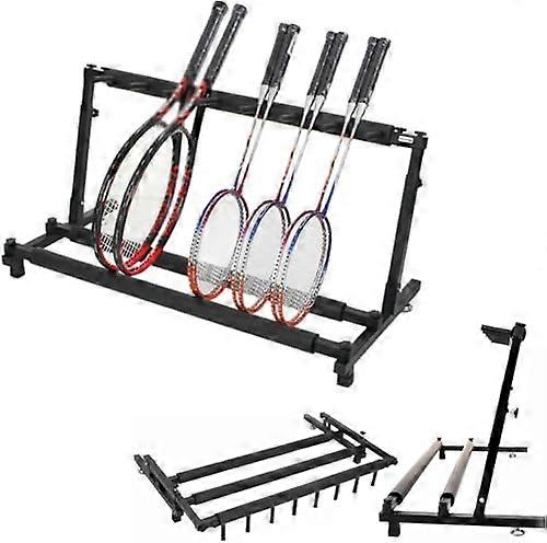 Foldable floor racket storage shelf, heightadjustable badminton racket/tennis racket/guitar stand, nonslip sports racket holder