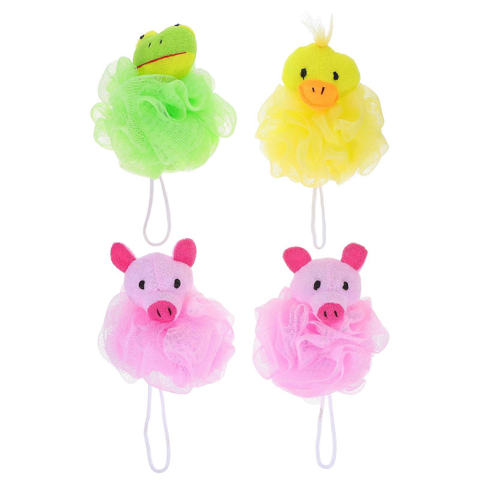 Bath Sponge Cartoon Animal Bath Puff for Shower Use 4Pcs Set