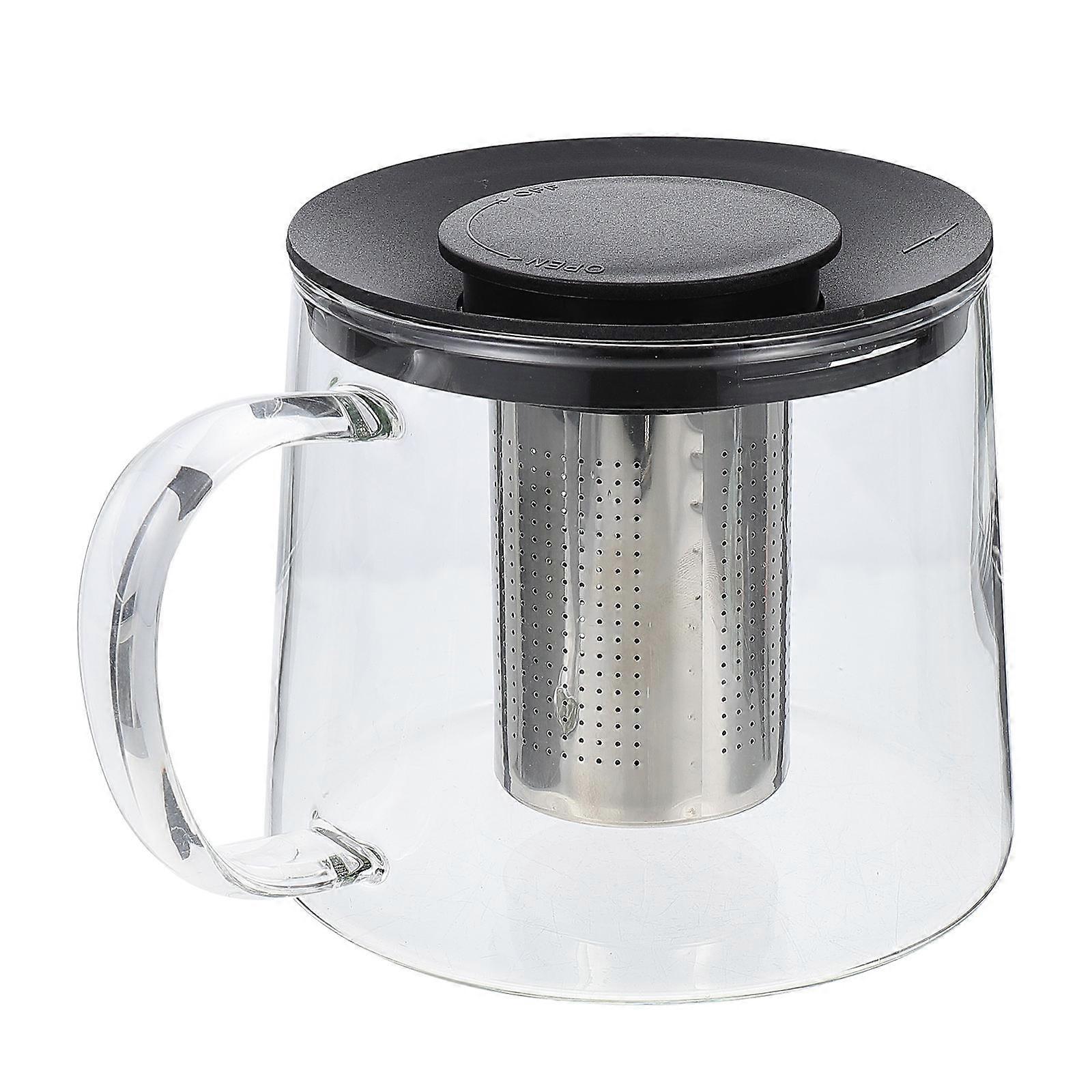 Glass Teapot Stovetop Safe Cylindrical Home Use 1000ml Easy to Clean 1Set