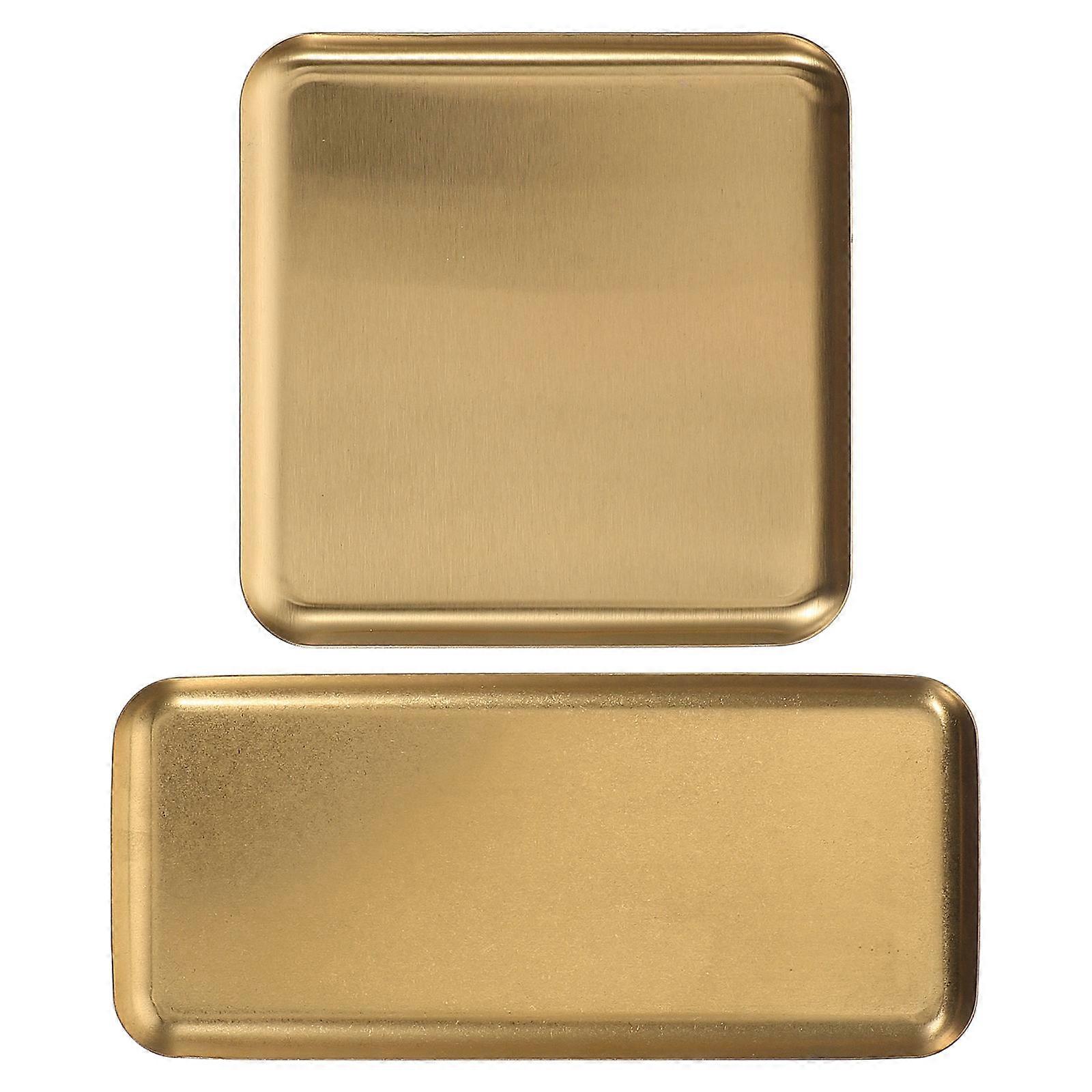 Stainless Steel Serving Tray 2Pcs Golden Candy Platter for Versatile Usage and Storage