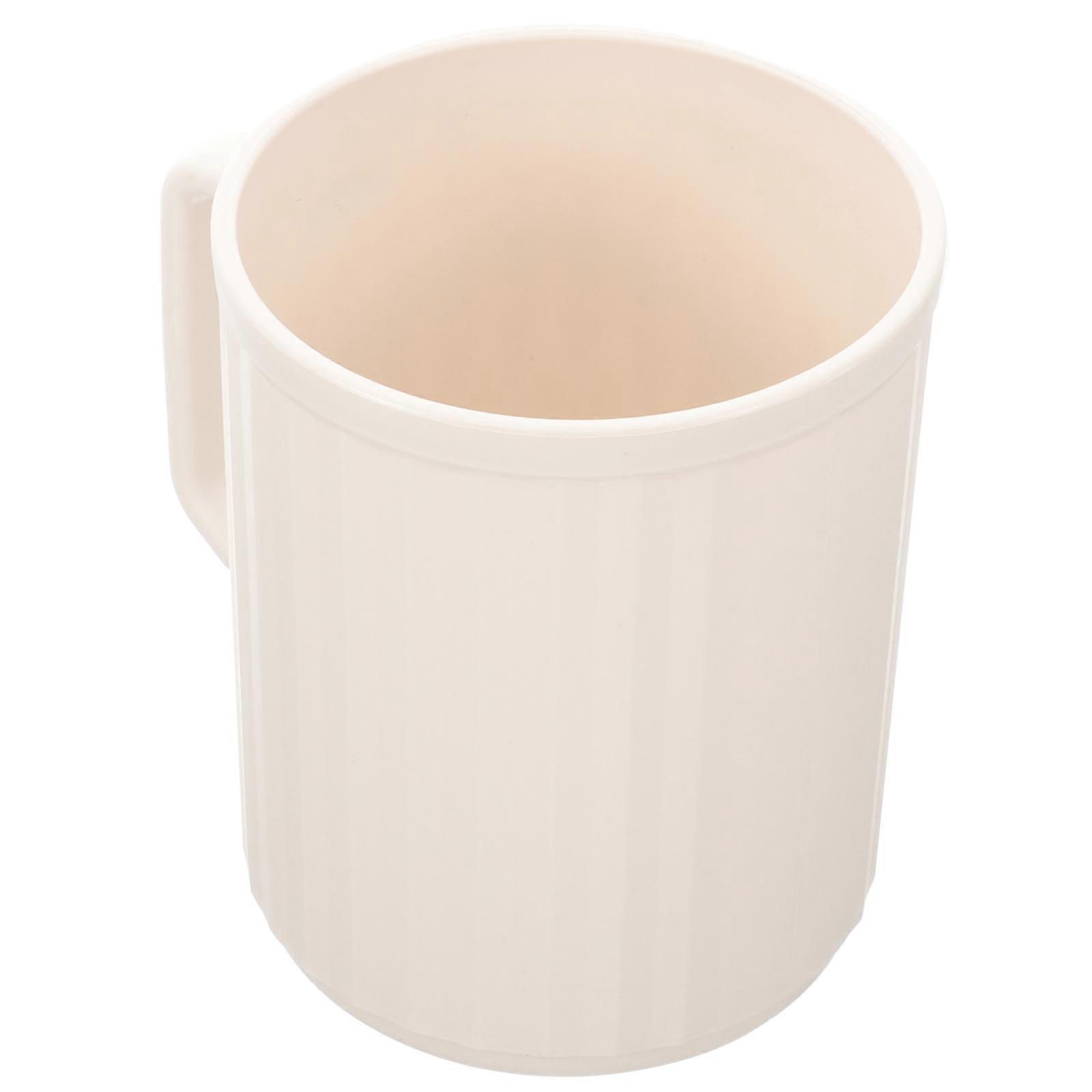 歯ブラシホルダーカップ歯磨き用プラスチックマグカップバスルームトラベル10.00X8.50X8.50CM白い縦縞1個