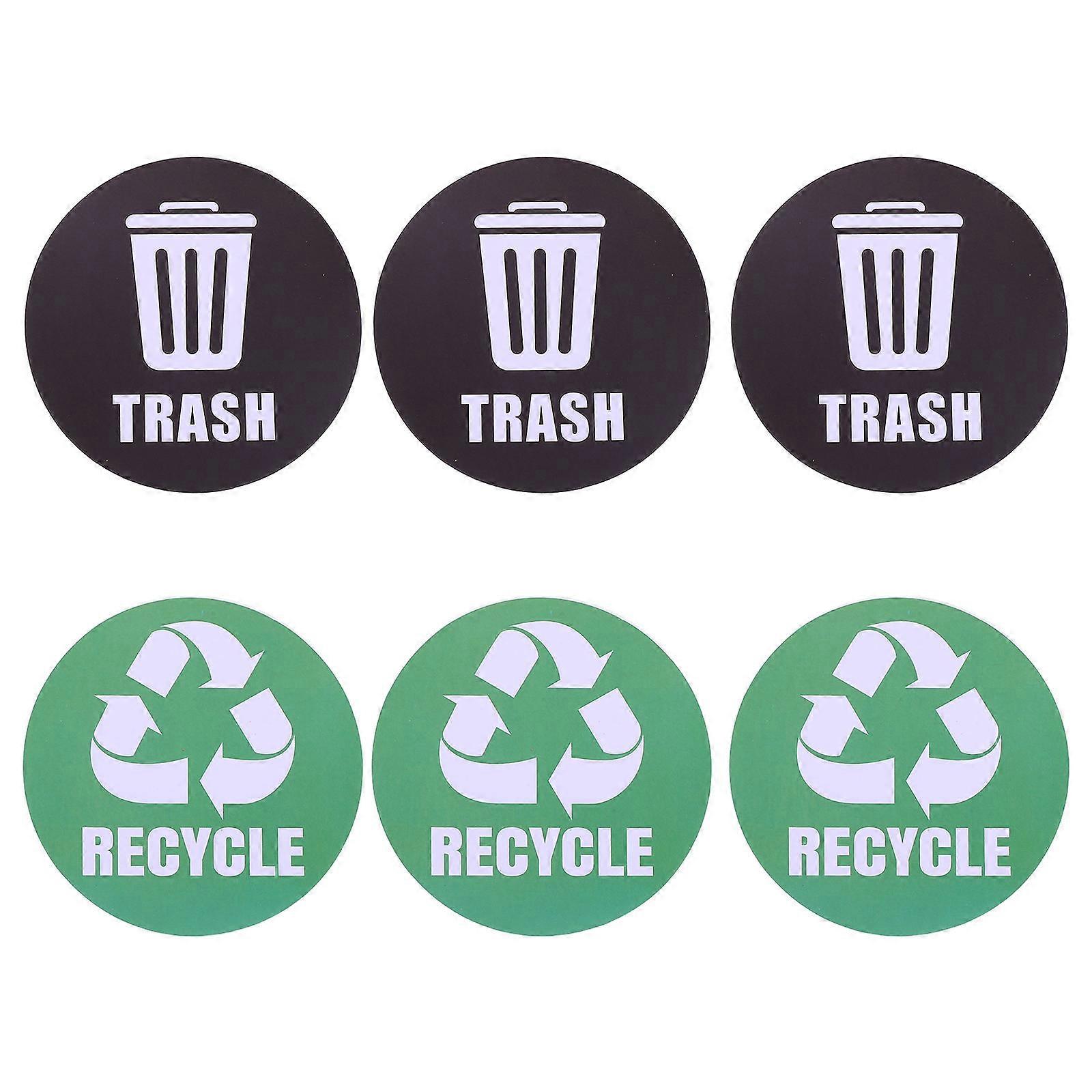 Waste Classification Stickers Garbage Sorting Labels Waterproof For Home Office School Trash Bins Assorted Color 12.60X12.60X0.10cm UV Resistant 6Pcs