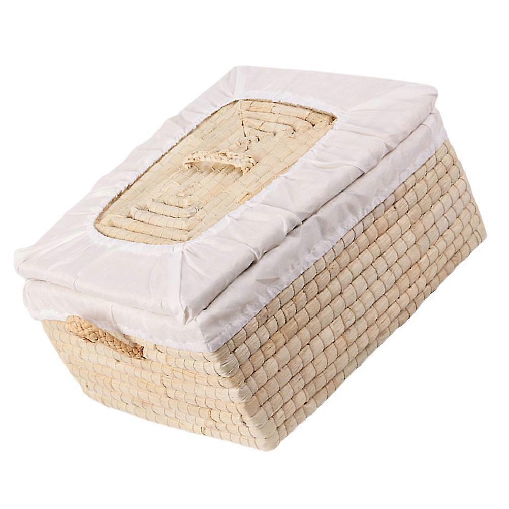 1Pc Beige Straw Bread Basket for Daily Use Practical Bun and Egg Storage
