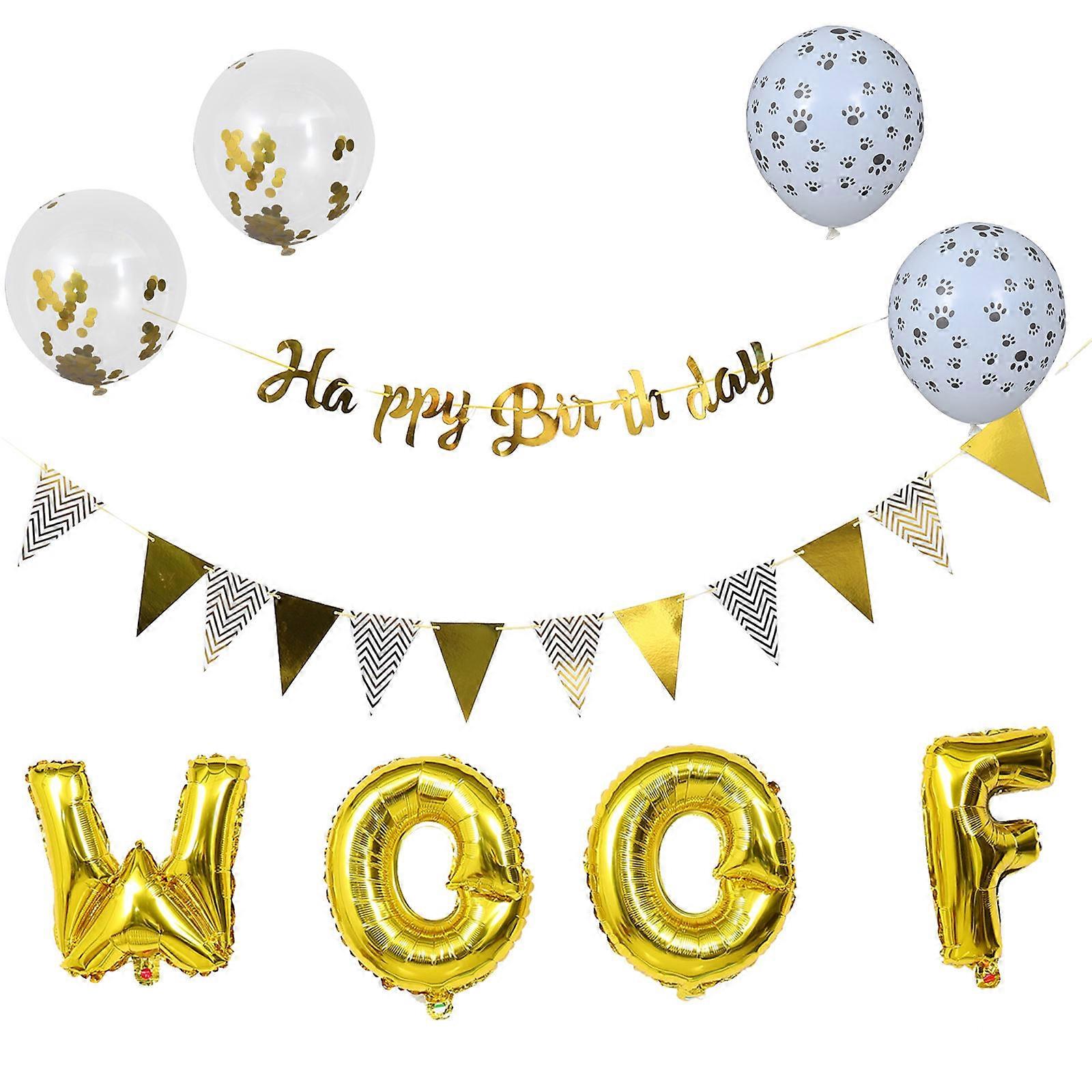 Aluminum Foil Dog Balloons Party Decorations Set with Banners for Pet Birthday Celebrations Home Event Decoration