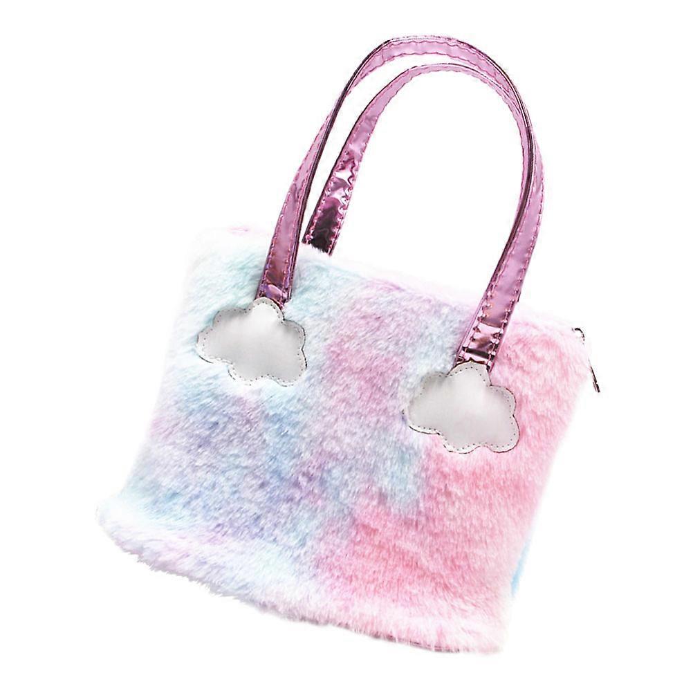 Little Girls Handbag Unicorn Pattern Children Shooting Pink Plush Decorative Pouch 1Pack