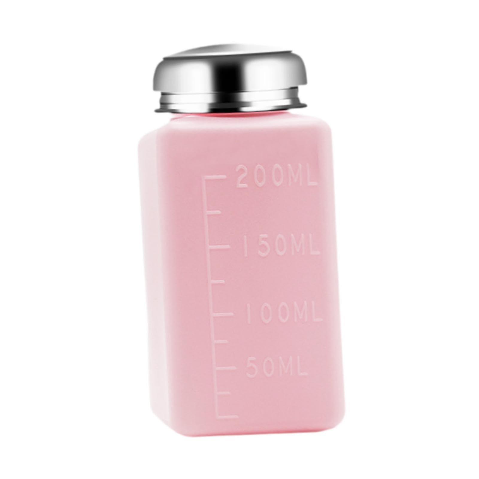 Nail Polish Remover Pump Dispenser Bottle, Refillable 200ml, Portable Hand Pump Container, Pink