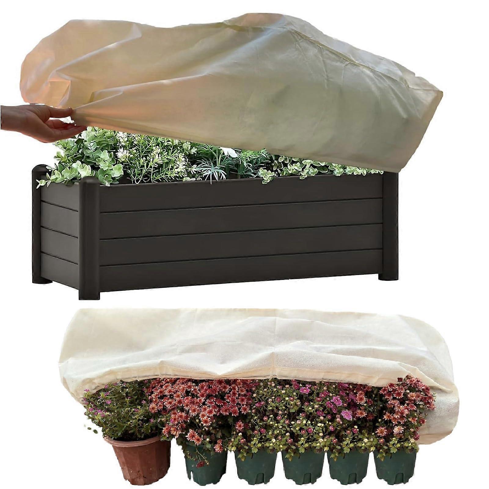 Winter Plant Cover with Zipper & Drawstring, Breathable Frost Protection for Balcony Flower Boxes, 150x40x45cm, Set of 4