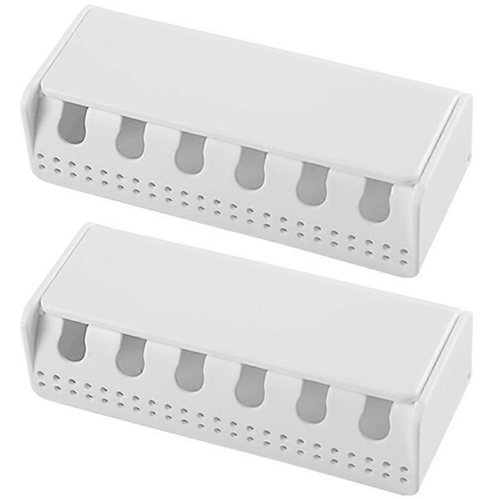 Toothbrush Hanger Wall Toothbrush Holder Bathroom Accessories Rectangular Shape Hanging Storage 2Pcs