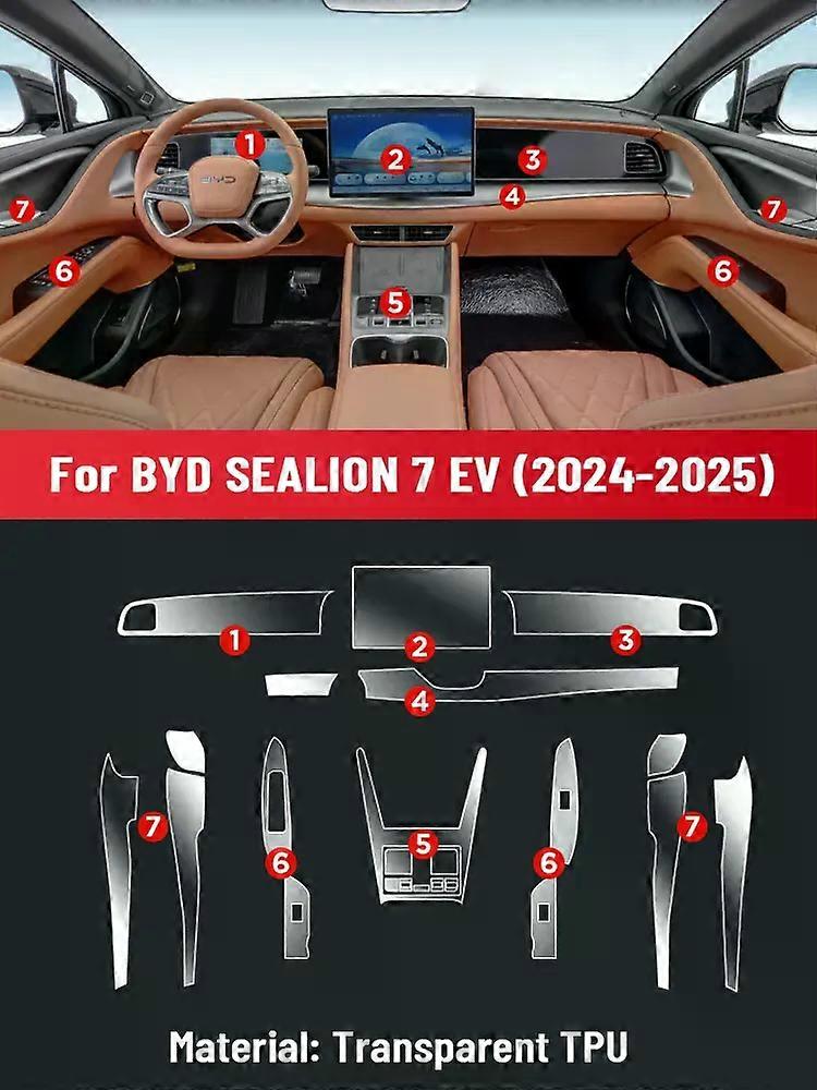 Auto Anti-scratch Car Interior Center Console Media Dashboard Navigation TPU Protector Film For BYD SEALION 7 Electric 2024