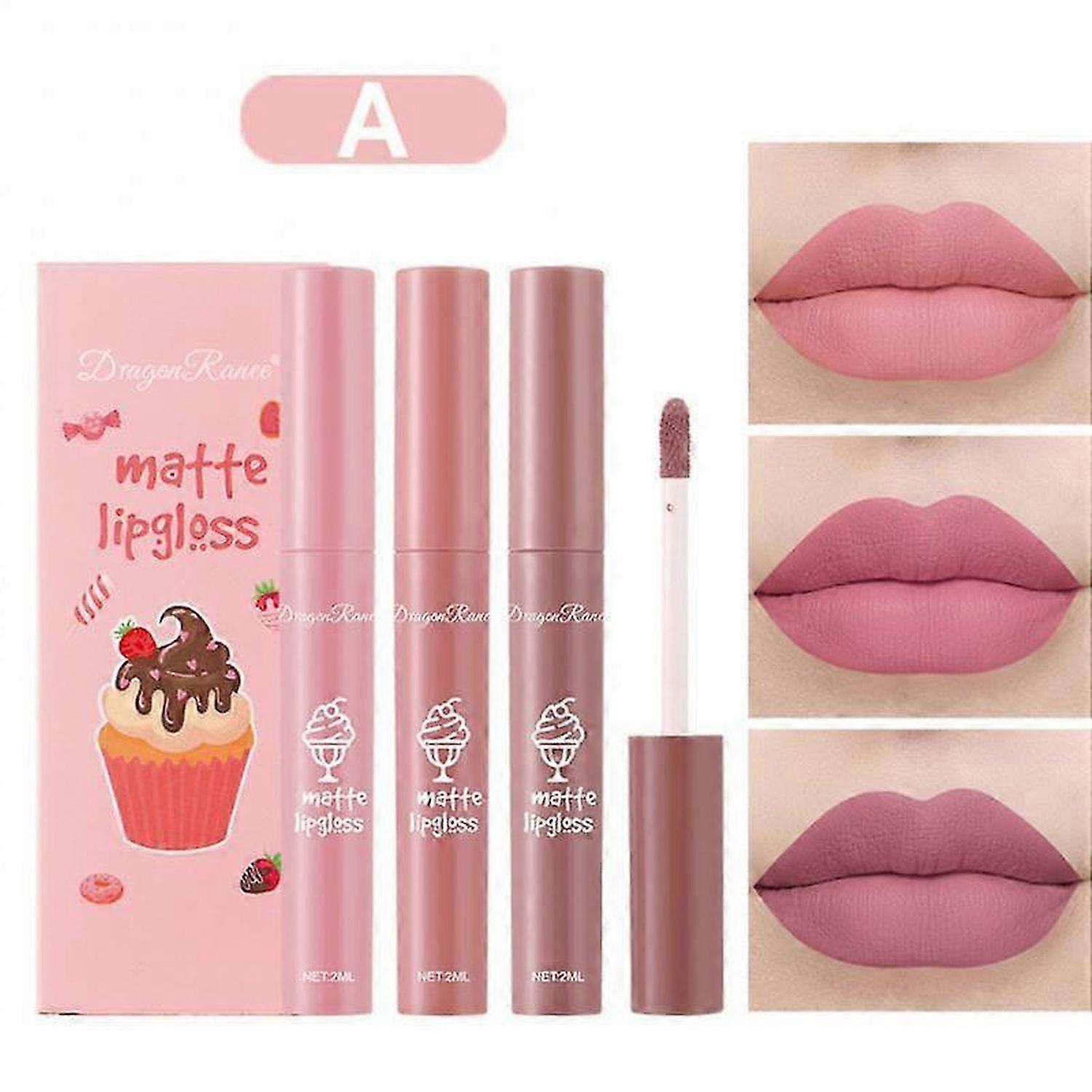 3PCS / Set Velvet Matte Lip Gloss Set Matte Kit de rouge à lèvres imperméable à l’eau de longue durée Nourrir l’hydratation