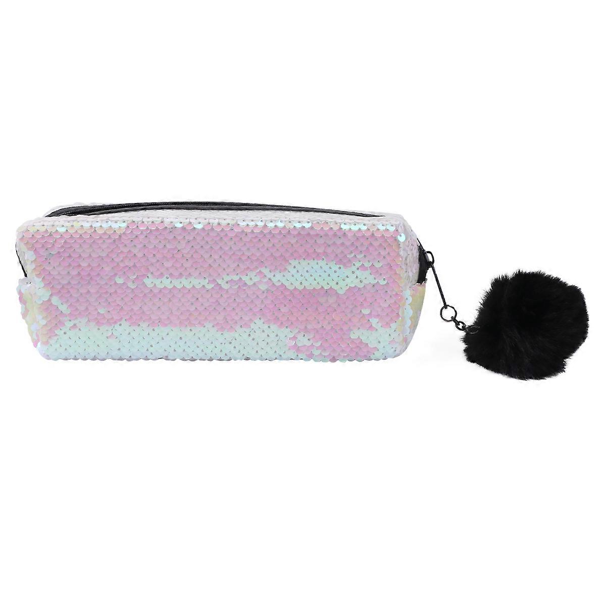 Trendy Pencil Pouch Mermaid Style Office Use Stationery Storage Polyester Sequin 21x7cm 1Set