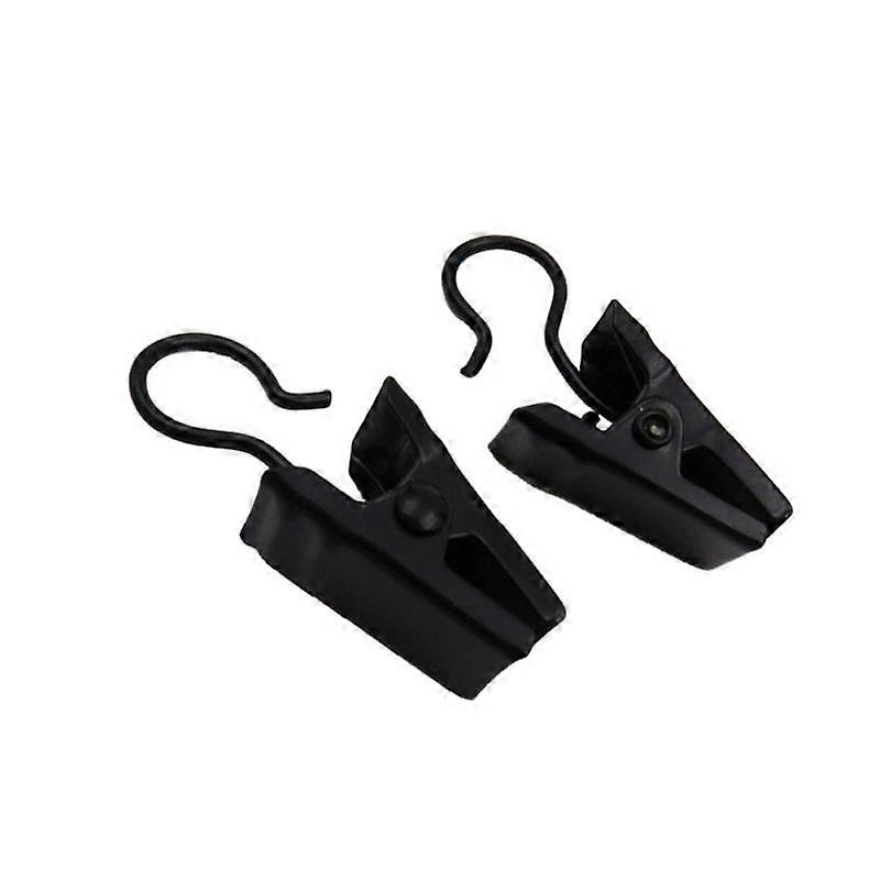 Curtain Rod Clip Rings Drapery Eletroplating Iron Rings With Hooks Home Decoration Rounded Edge Black 100Pack