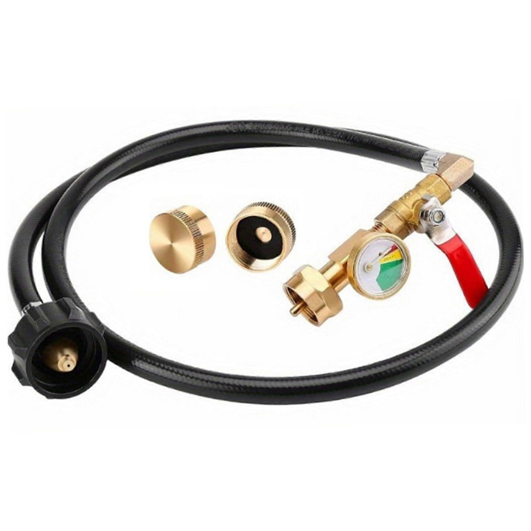 Propane Refill Adapter for 1 lb. Tanks, Universal Propane Refill Adapter with Tank Gauge, 4 Feet