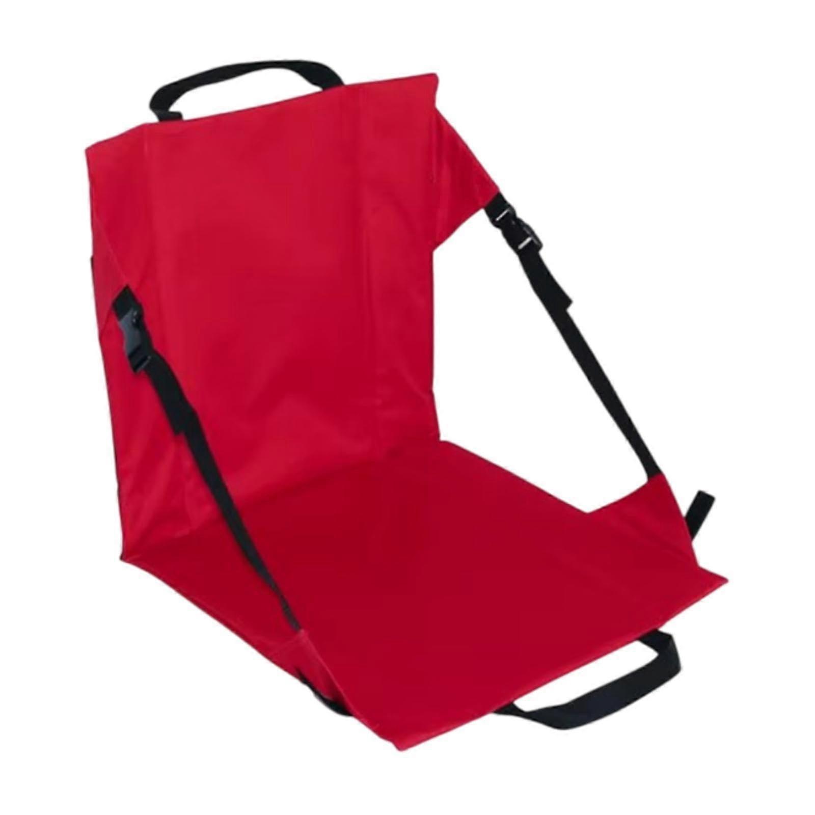 Folding Chair Backrest Floor Chair With Wear-Resistant Pad Red Stadium Seat Cushion For Hiking And Music Festivals