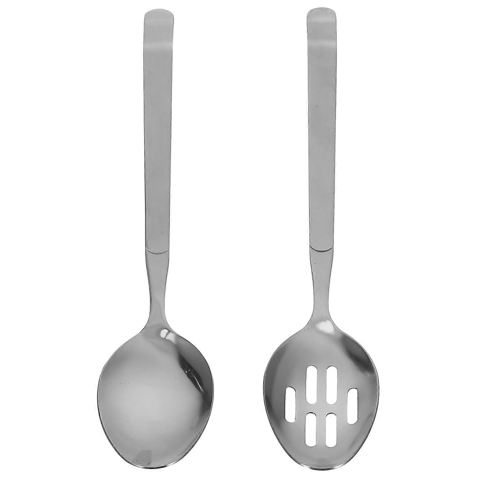 Stainless Steel Silver Serving Spoon for Home Use 2Pcs Practical Utensils