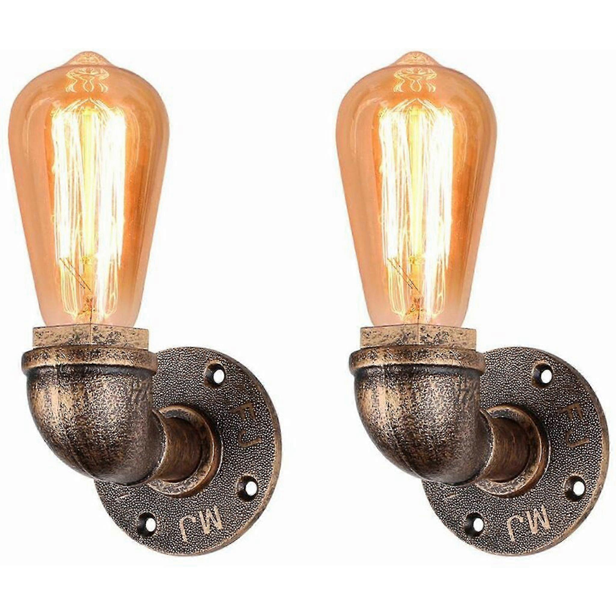 2x Creative Vintage Wall Sconce Water Pipe Wall Lamp Industrial Retro Metal Iron E27 60w for Various Spaces