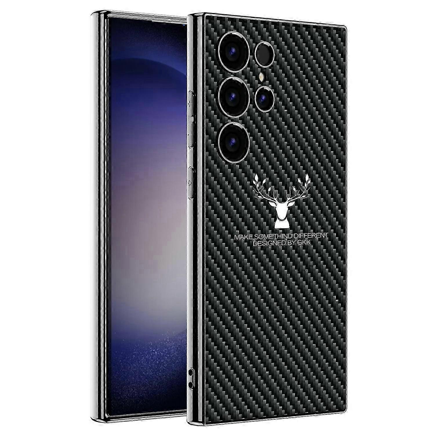 Deer Pattern Electroplating TPU+PC+PU Phone Back Cover for Samsung Smartphone