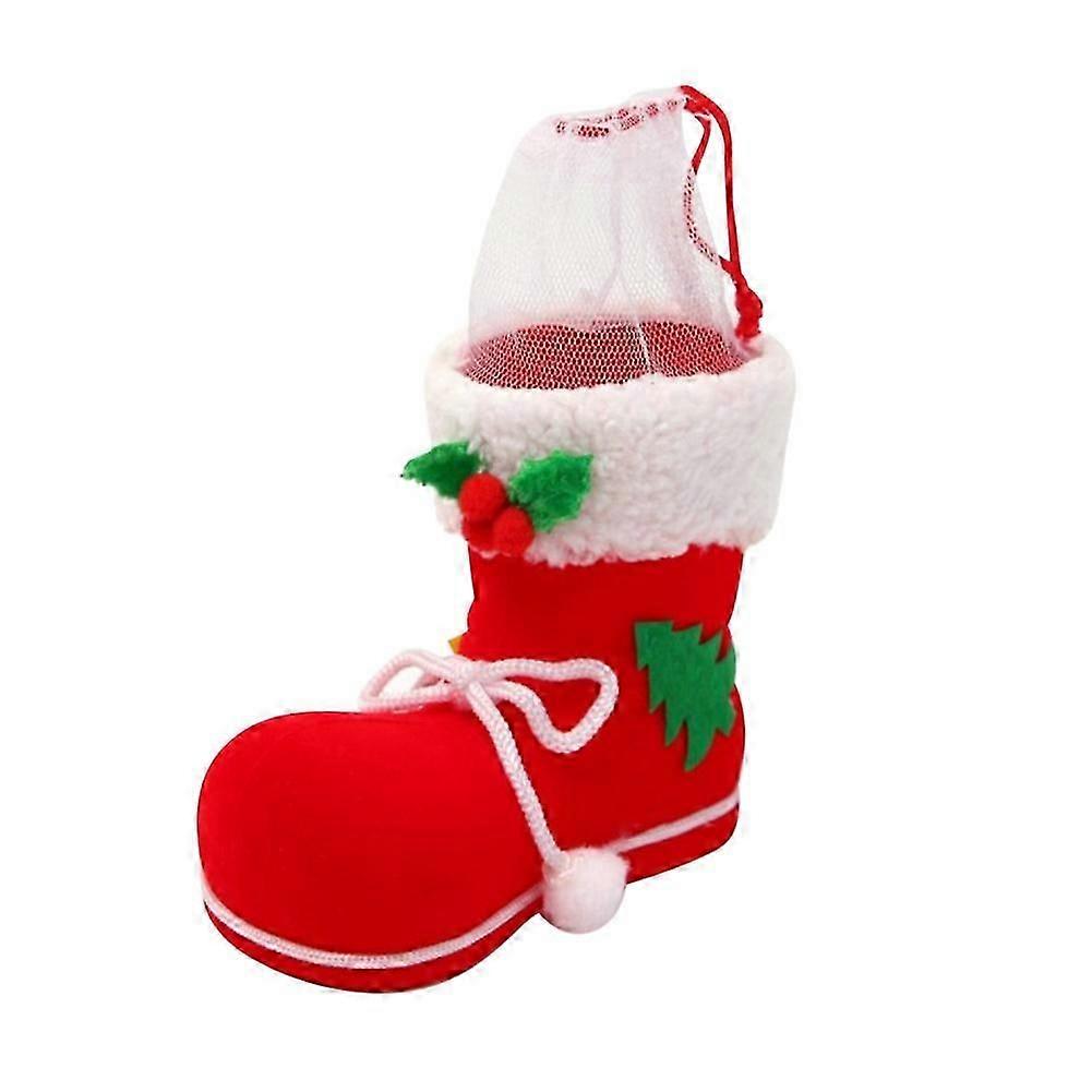 1Pcs Compact Christmas Candy Flocking Boot Bag Gift Home Decoration M