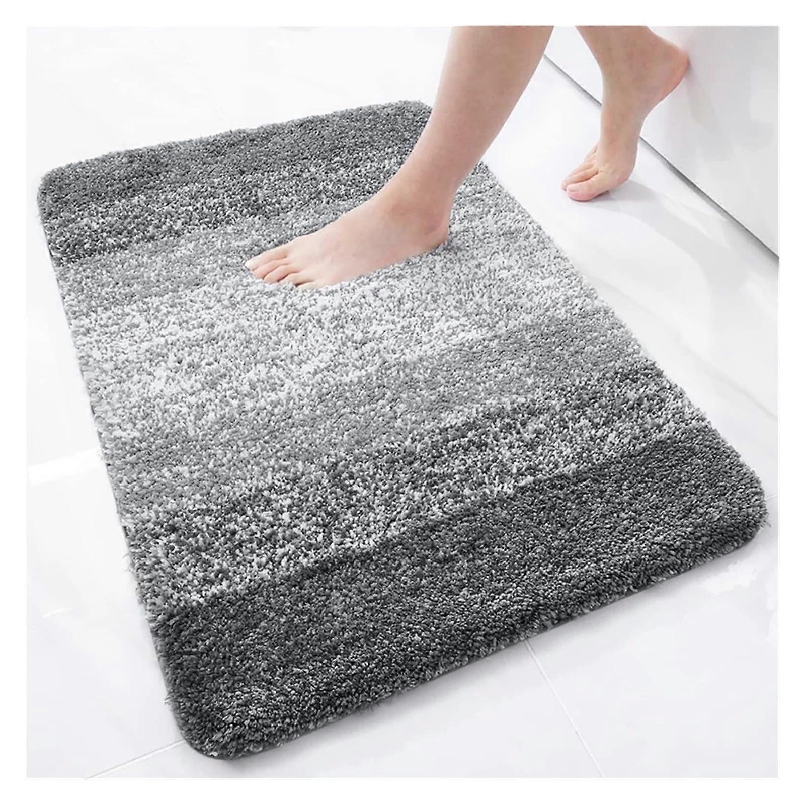Large Bathroom Rug, 60 X 120 cm, Soft, Absorbent Bath Mat, 3D NonSlip, QuickDrying, Gray