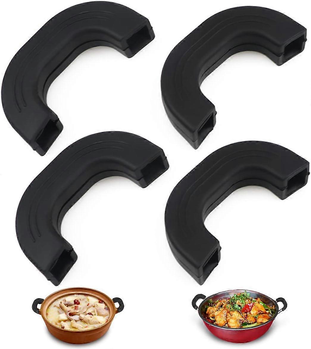 AURA 4Pcs Topf Ohr Silikon Hülse Griff Abdeckung, hitzebeständige Topf Griff Abdeckung, rutschfeste Topf Hülsen, für Woks Suppentopf, schwarz