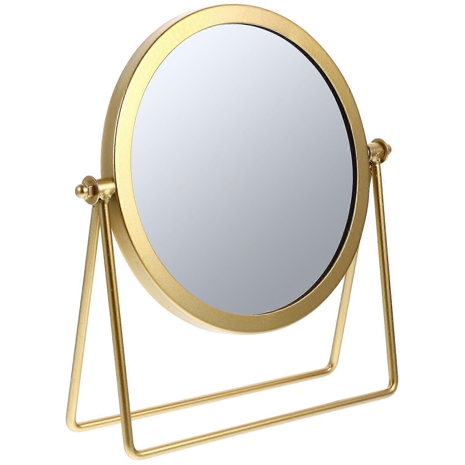 Golden HD Mirror with Rotating Design for Home Use Made of Metal 10 Inch