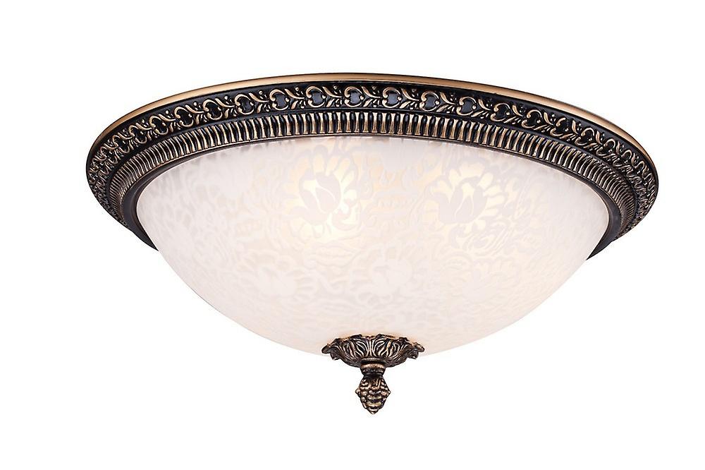 Pascal Flush Bowl Ceiling Lamp Bronze Antique, 3 Light, E27