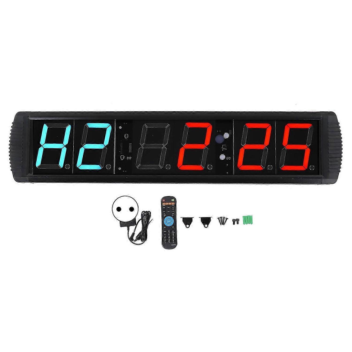 4in LED Gym Timer with Remote Control Countdown Interval Workout Training Clock 100240V EU Plug